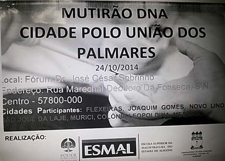 Tribunal de Justiça de Alagoas, Esmal e UFAL-AL vão promover ‘Mutirão do DNA’ em União 