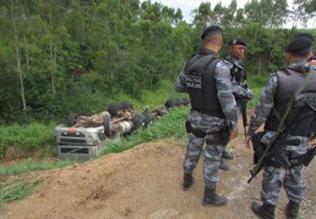 Caminhão tomba na BR-101 em Campo Alegre e motorista fica ferido