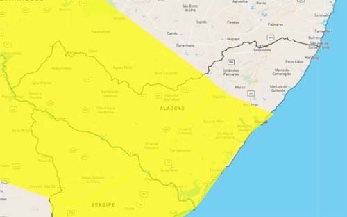 Inmet amplia aviso e deixa mais de 50 municípios de Alagoas em alerta para chuvas intensas