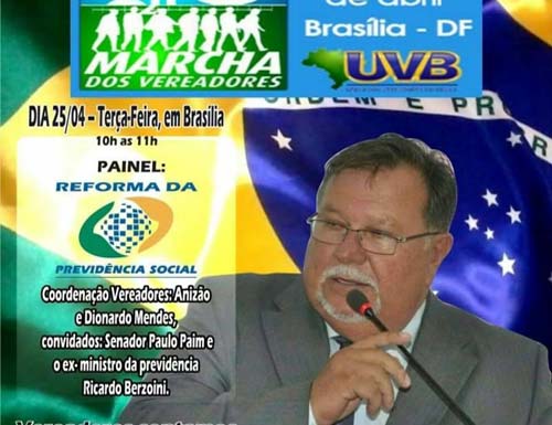 Vereador Anizio Amorim de Murici vai participar como destaque na Marcha dos vereadores em Brasilia