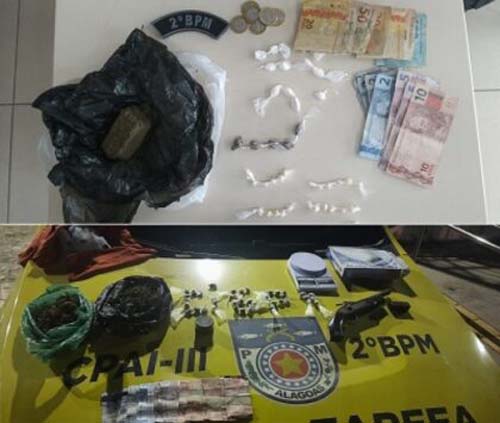 PM efetua prisões por tráfico de drogas em União dos Palmares e Murici