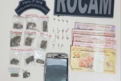 Após quebrar telefone e empurrar policiais, casal é preso por tráfico em Arapiraca