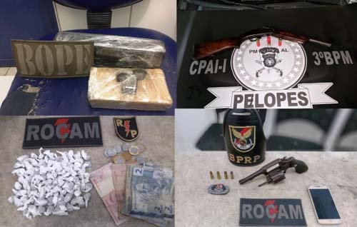 Equipes especializadas da PM apreendem armas e drogas em Maceió e Feira Grande