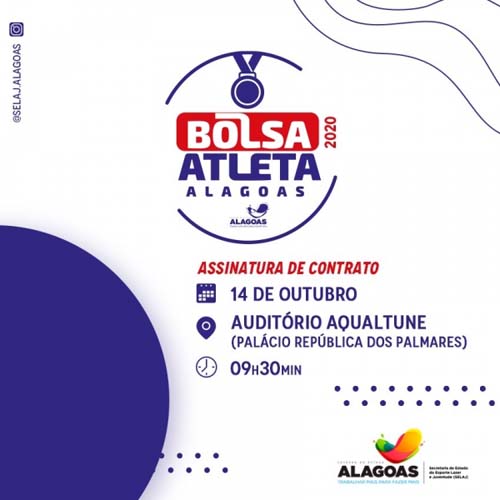 Selaj assina contratos do programa Bolsa Atleta Alagoas na próxima quarta-feira (14)