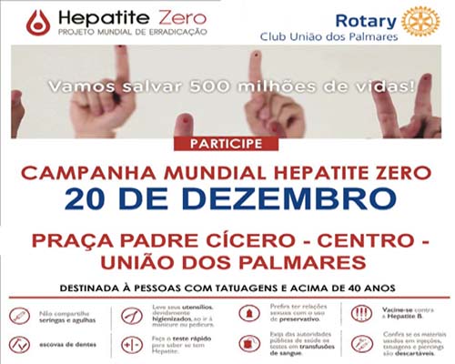 Rotary de União dos Palmares convida população para teste e orientações como evitar a Hepatite C