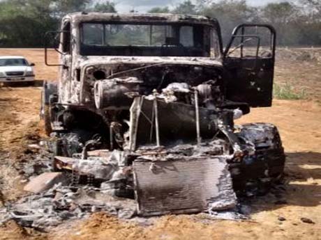 PM descobre carreta e corpo incendiados em canavial de Novo Lino