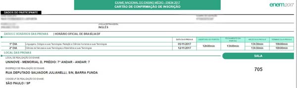 Enem 2017: locais de prova já estão disponíveis no cartão de confirmação