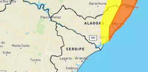 Inmet emite alertas de chuva para maioria dos municípios alagoanos
