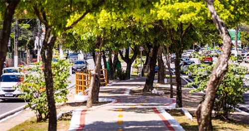 Prefeitura de Maceió inicia instalação de mil postes de iluminação na Ciclovia da Avenida Fernandes Lima para promover segurança noturna.