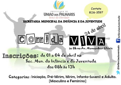 Secretaria da Juventude de União realiza a Corrida Viva em 22 de abril
