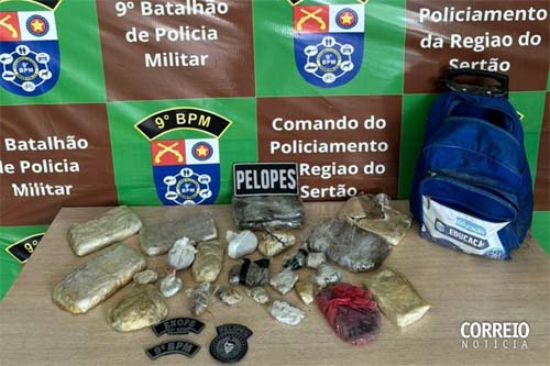 PM apreende mochila com quase 2,5 kg de maconha abandonada próximo a escola em Delmiro