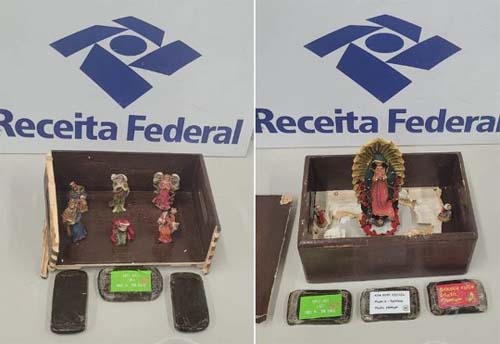 Operação da Receita Federal descobre mais de R$ 100 mil em drogas dissimuladas em imagens religiosas durante remessas internacionais
