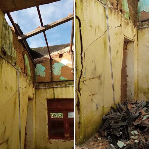 Parede e teto de igreja desabam durante temporal em Pilar, em Alagoas