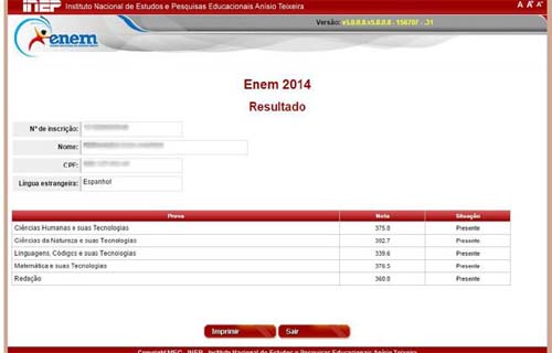 MEC divulga as notas do Enem 2014