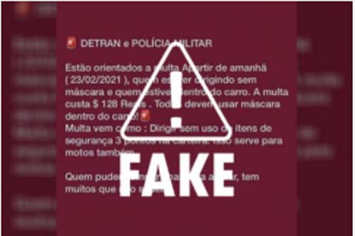É fake que Detran vai multar motoristas que dirigem sem a máscara de proteção