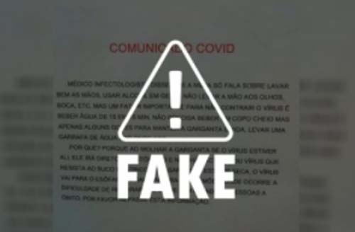 É falso que beber água a cada 15 minutos evite a Covid-19