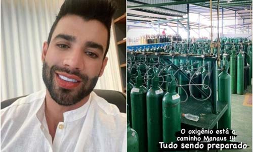 Gusttavo Lima mostra oxigênio que será enviado a Manaus: “A caminho”