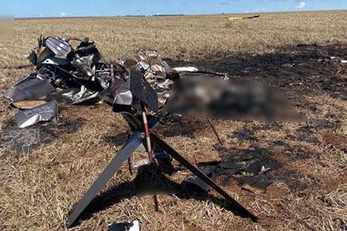 Helicóptero que transportava cocaína cai em MS; dois passageiros morrem