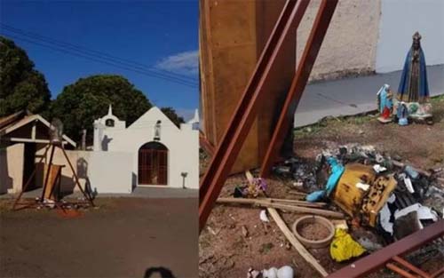 Vândalos invadem capela e destroem imagem de Nossa Senhora