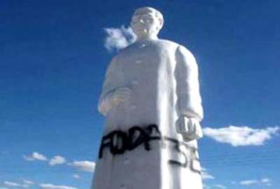 Imagem de Padre Cícero é pixada em Delmiro Gouveia