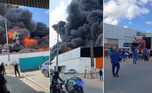 Fumaça Espessa de Grande Incêndio no Distrito Industrial de Maceió Mobiliza Autoridades