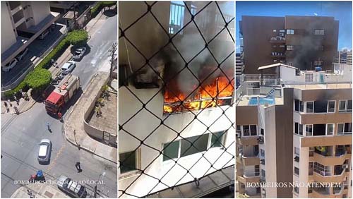 Incêndio atinge cobertura de edifício na Ponta Verde