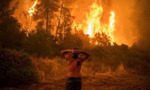 Grande incêndio florestal na Grécia obriga à evacuação de várias aldeias