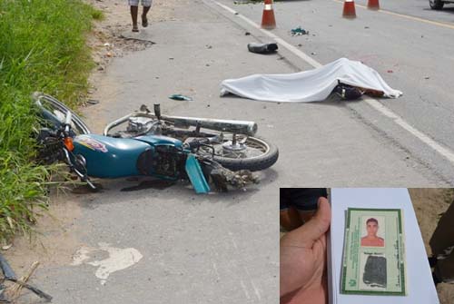 Motociclista morre com a cabeça esmagada por carreta em Joaquim Gomes