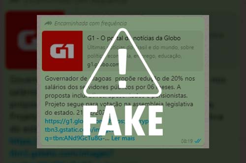 É falsa mensagem que diz que o Governo de Alagoas quer reduzir salários de servidores