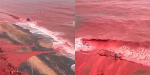Fenômeno Natural transforma a Praia Vermelha de Hormuz (no Irã) em um espetáculo de cores