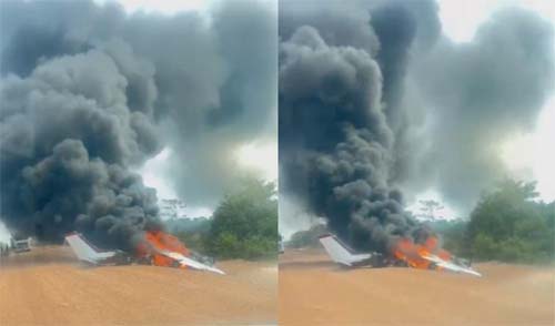 Pequeno avião cai e pega fogo na rodovia BR-319 entre Porpo Velho e Manaus