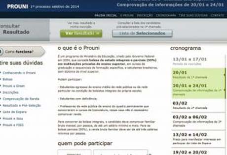 MEC divulga primeira lista de selecionados no Prouni 2014