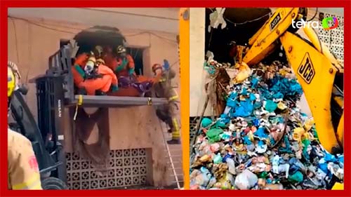 Homem de 250 quilos é resgatado após ficar preso no lixo de sua casa