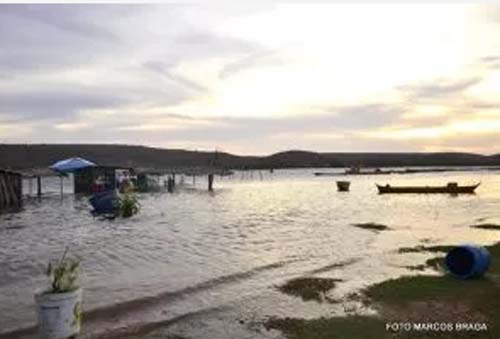 Aumento do nível do São Francisco alaga barracas em Pão de Açúcar