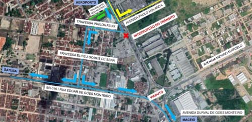 Obras de viaduto: trecho da BR-104 será interditado neste domingo