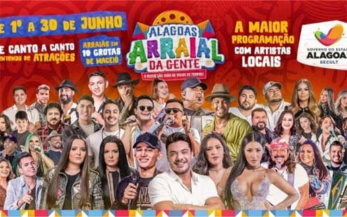 São João do Governo de AL terá João Gomes, Tarcísio do Acordeon, Léo Santana, Simone e Simaria, Bell Marques e outros