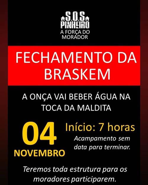 Moradores fecham sede da Braskem e acampam em protesto por agilidade nas indenizações