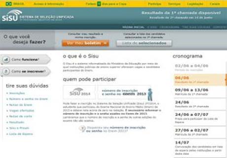 MEC divulga primeira chamada do Sisu do segundo semestre de 2014