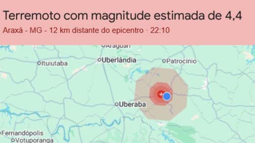 Araxá registra tremor de magnitude 4.4 e autoridades monitoram possíveis impactos