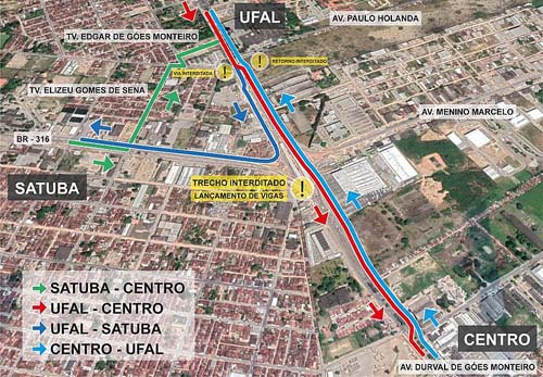 Trânsito nas imediações do viaduto da PRF será alterado temporariamente neste final de semana