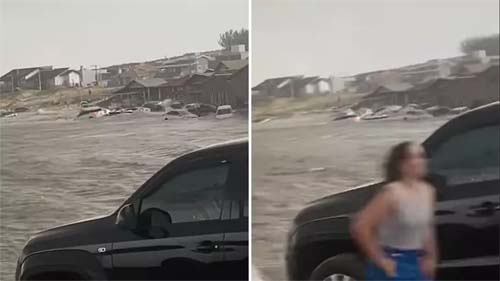 Tsunami meteorológico arrasta carros e assusta banhistas em SC